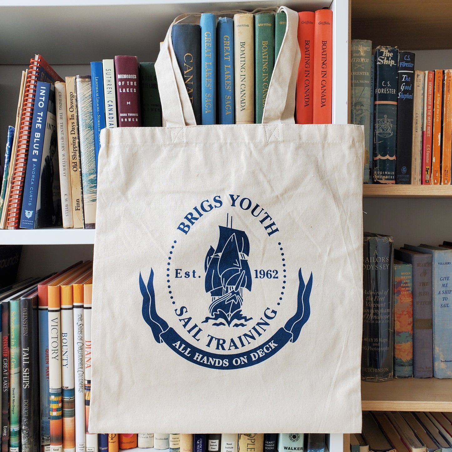 Example Listing: Cotton Tote - Brigs Crest (Sea Blue)