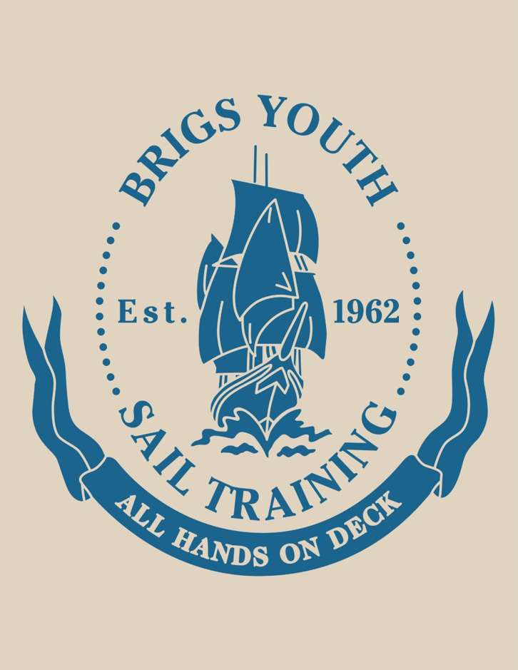 Example Listing: Hoodie (Heather Oatmeal) with Brigs Crest (Sea Blue)